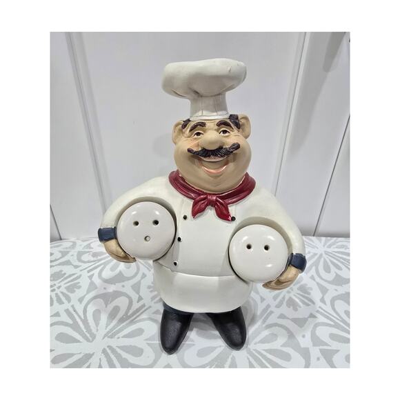 Chef Figurine Salt & Pepper Shaker Holder – 7.5" Tall - Picture 1 of 16